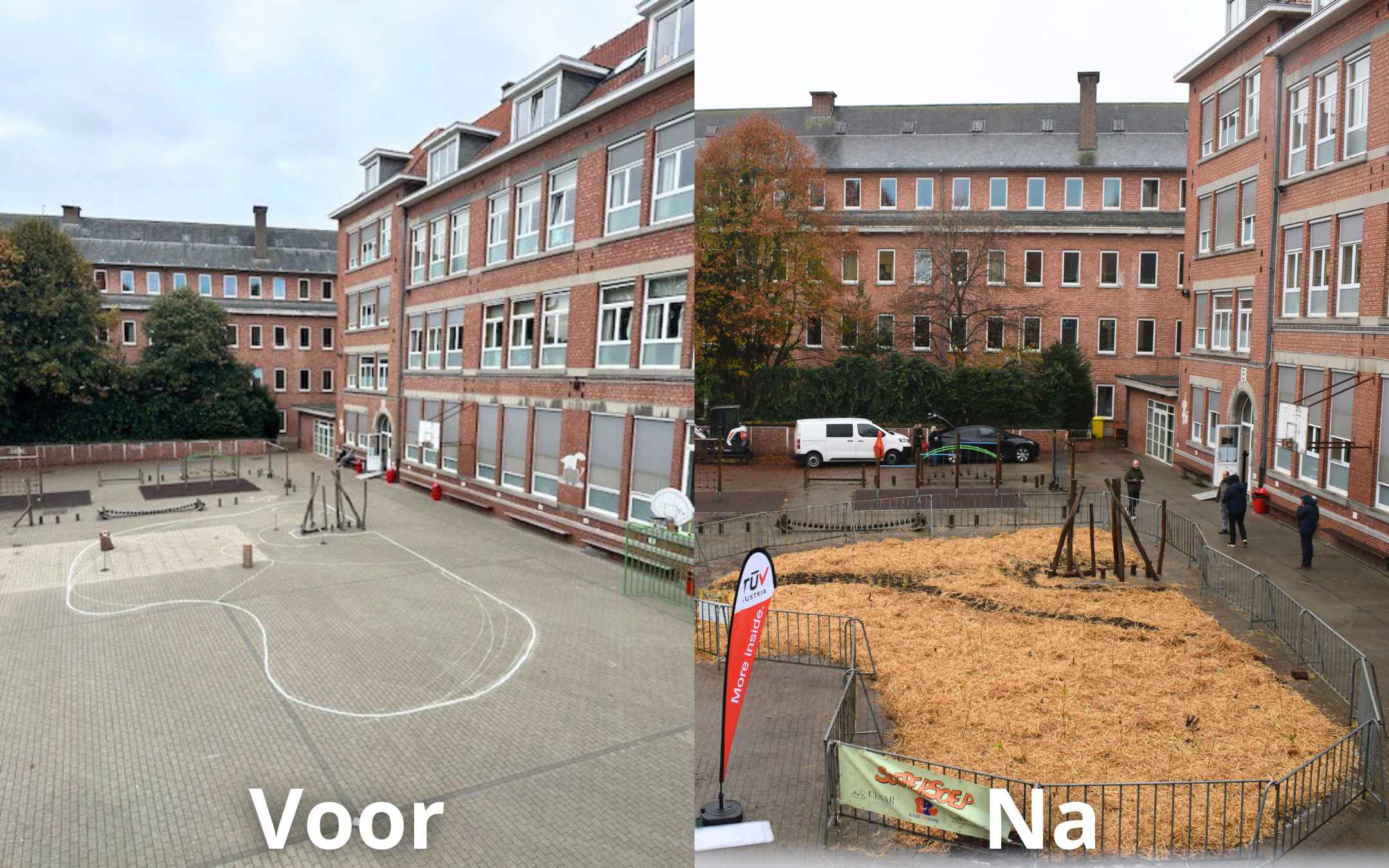 Voor en na foto's speelplaats KS Diest